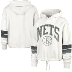 NBA Brooklyn Nets '47 Women's Emerson Stripe Cropped Pullover Hoodie