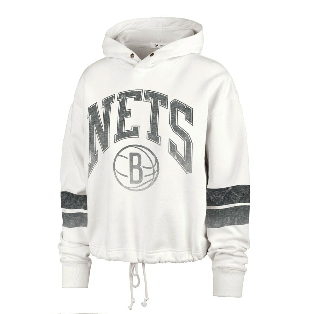 NBA Brooklyn Nets '47 Women's Emerson Stripe Cropped Pullover Hoodie