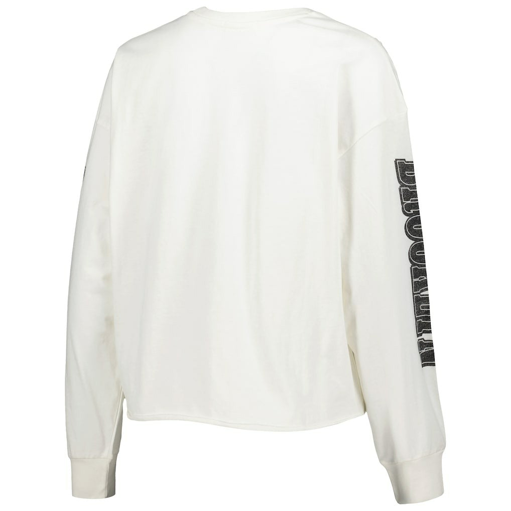 NBA Brooklyn Nets '47 Women's Parkway Brush Back Long Sleeve Cropped T-Shirt