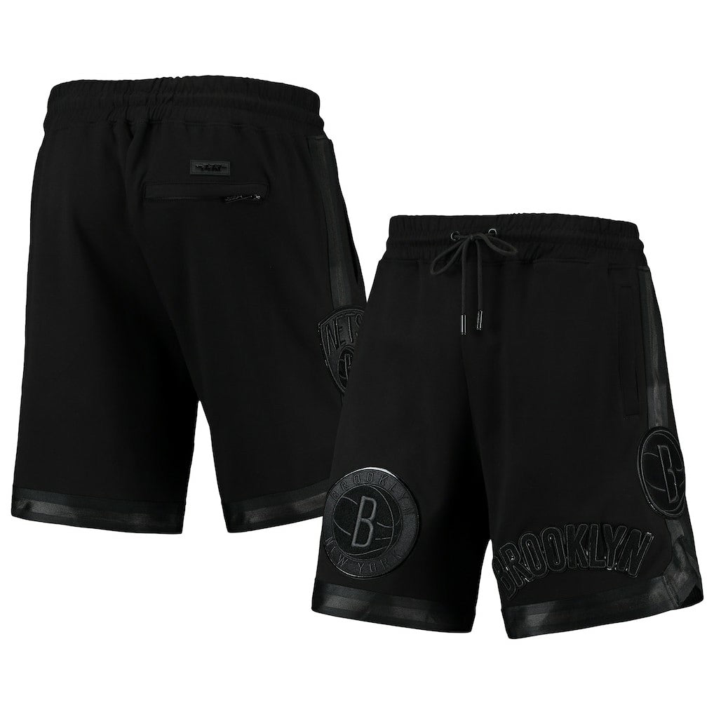 NBA Brooklyn Nets Pro Standard Triple Black Gloss Logo Shorts for sale