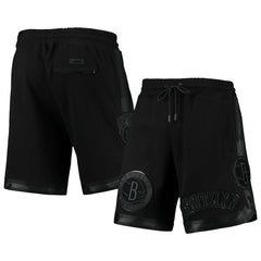 NBA Brooklyn Nets Pro Standard Triple Black Gloss Logo Shorts for sale