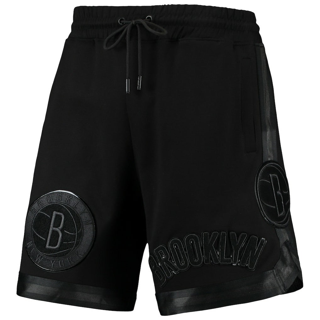 NBA Brooklyn Nets Pro Standard Triple Black Gloss Logo Shorts for sale