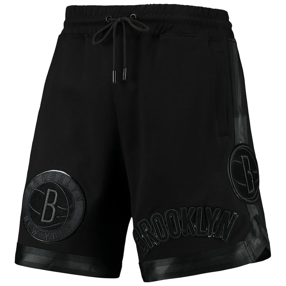 NBA Brooklyn Nets Pro Standard Triple Black Gloss Logo Shorts for sale