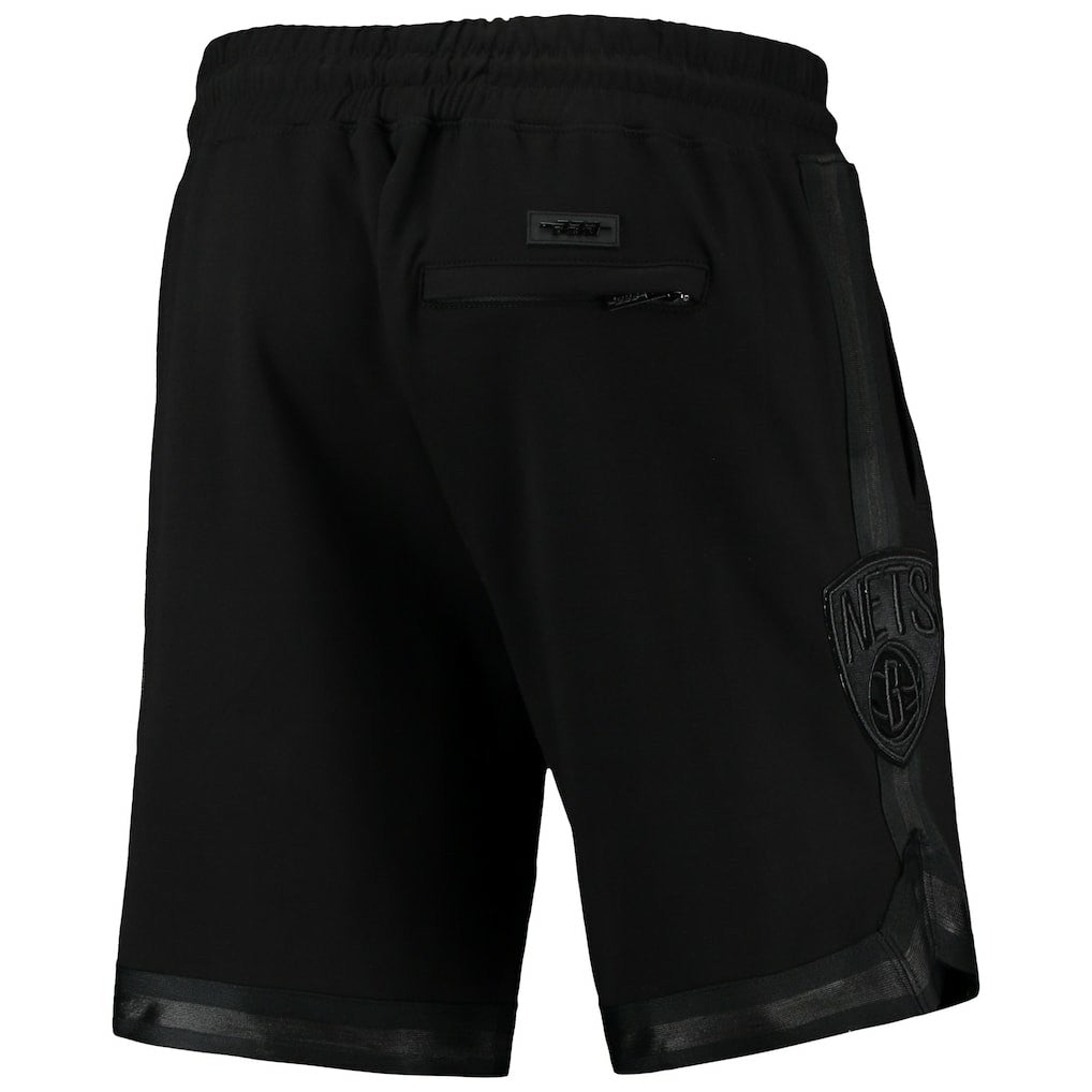 NBA Brooklyn Nets Pro Standard Triple Black Gloss Logo Shorts for sale
