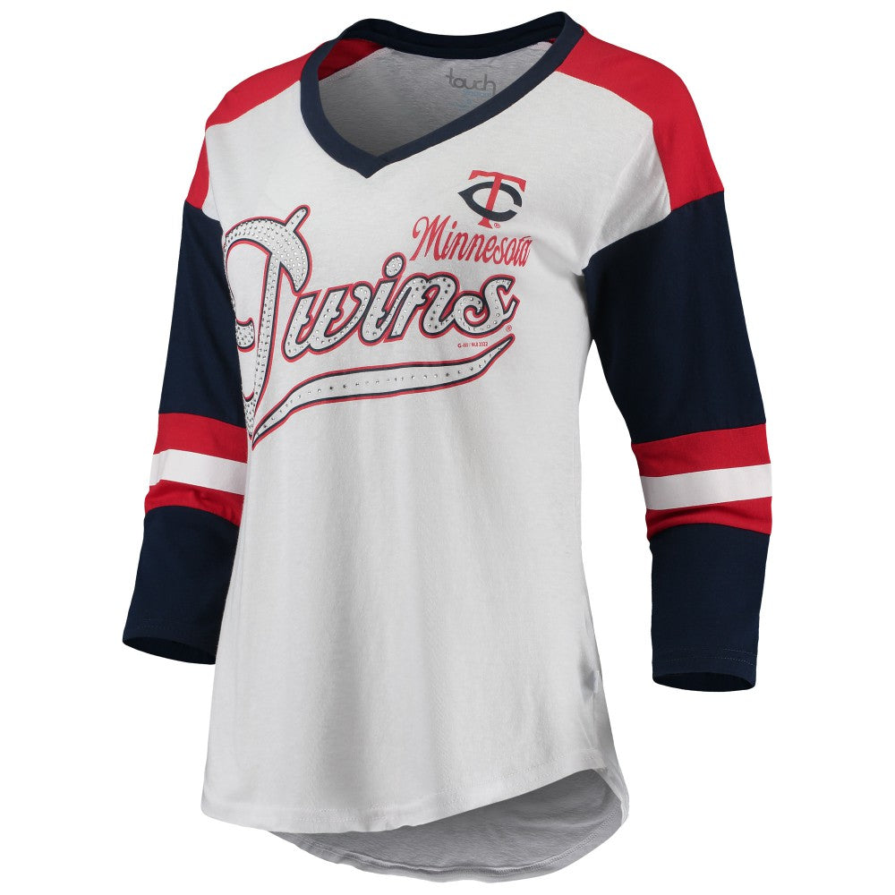 MLB Minnesota Twins Touch Women's Base Runner 3/4-Sleeve V-Neck T-Shirt