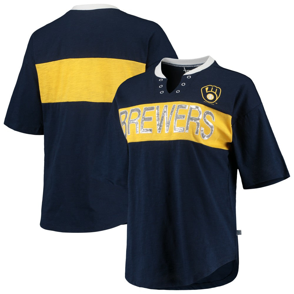 MLB Milwaukee Brewers Touch Women's Lead Off Notch Neck T-Shirt