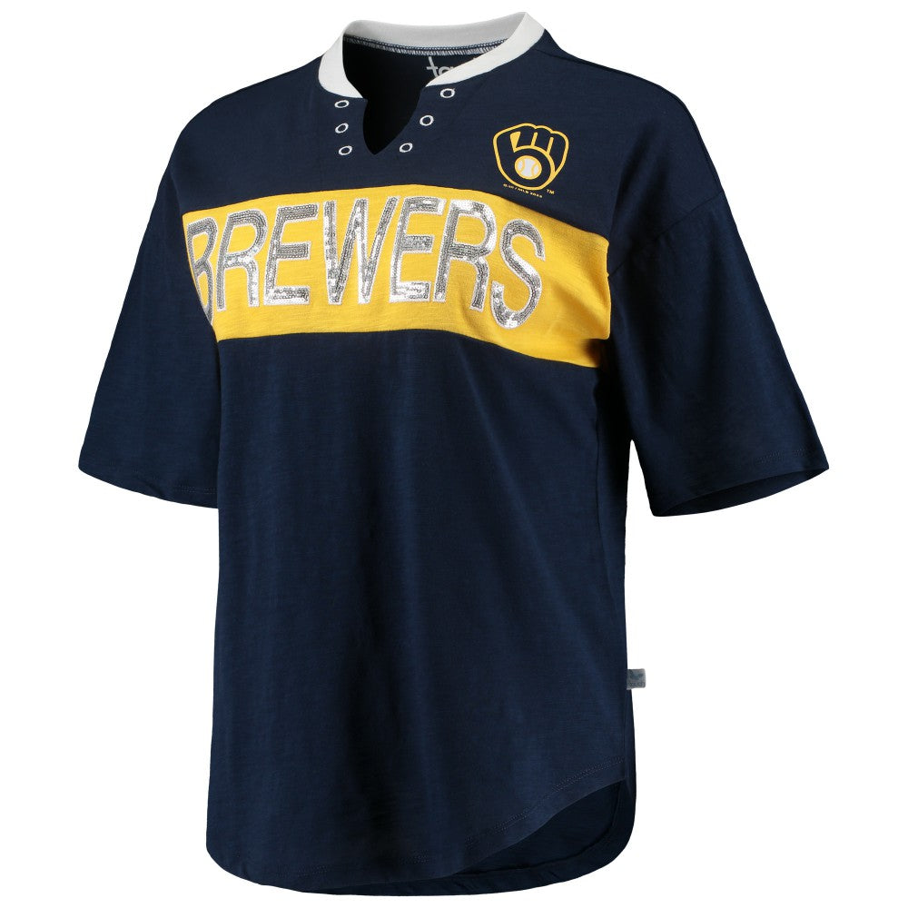 MLB Milwaukee Brewers Touch Women's Lead Off Notch Neck T-Shirt