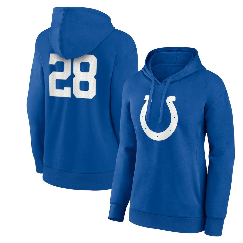 Jonathan Taylor  Women's Player Icon Name & Number V-Neck Pullover Hoodie - Indianapolis Colts