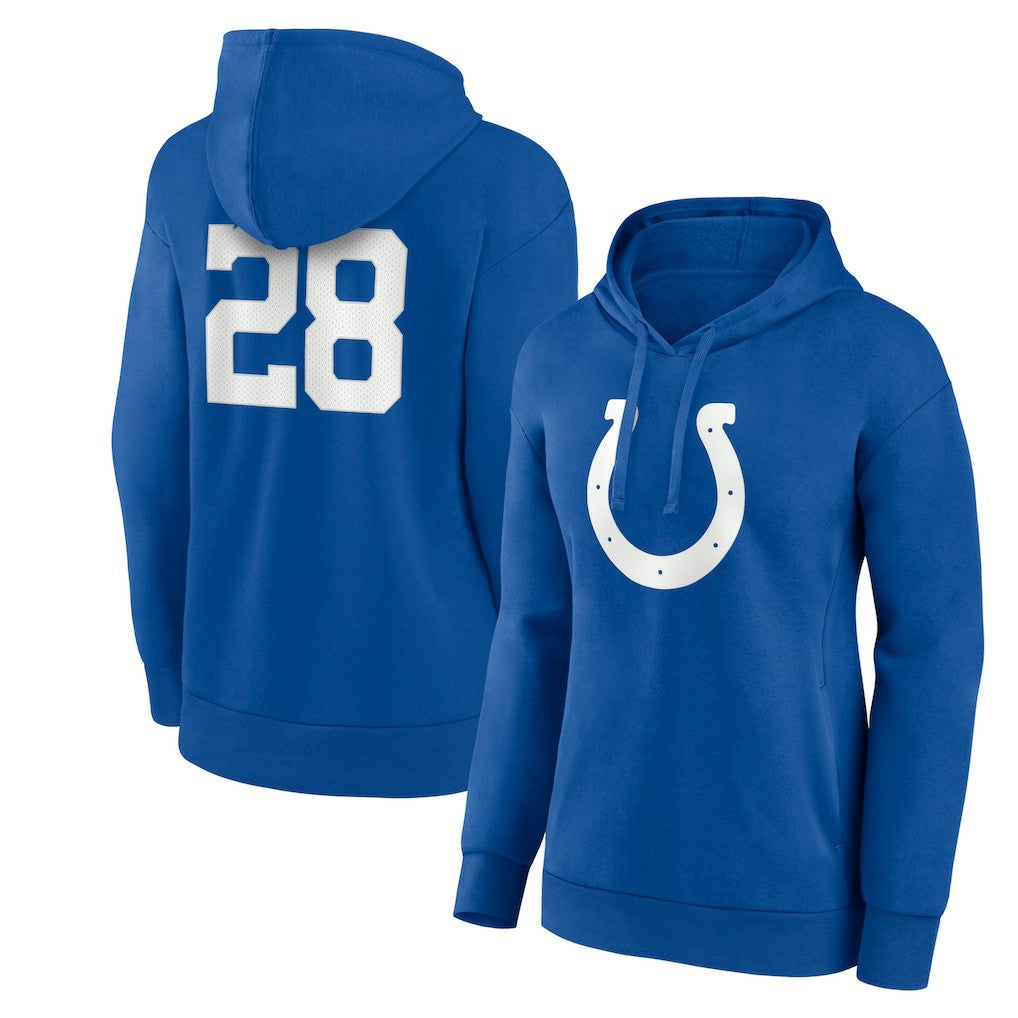 Jonathan Taylor  Women's Player Icon Name & Number V-Neck Pullover Hoodie - Indianapolis Colts