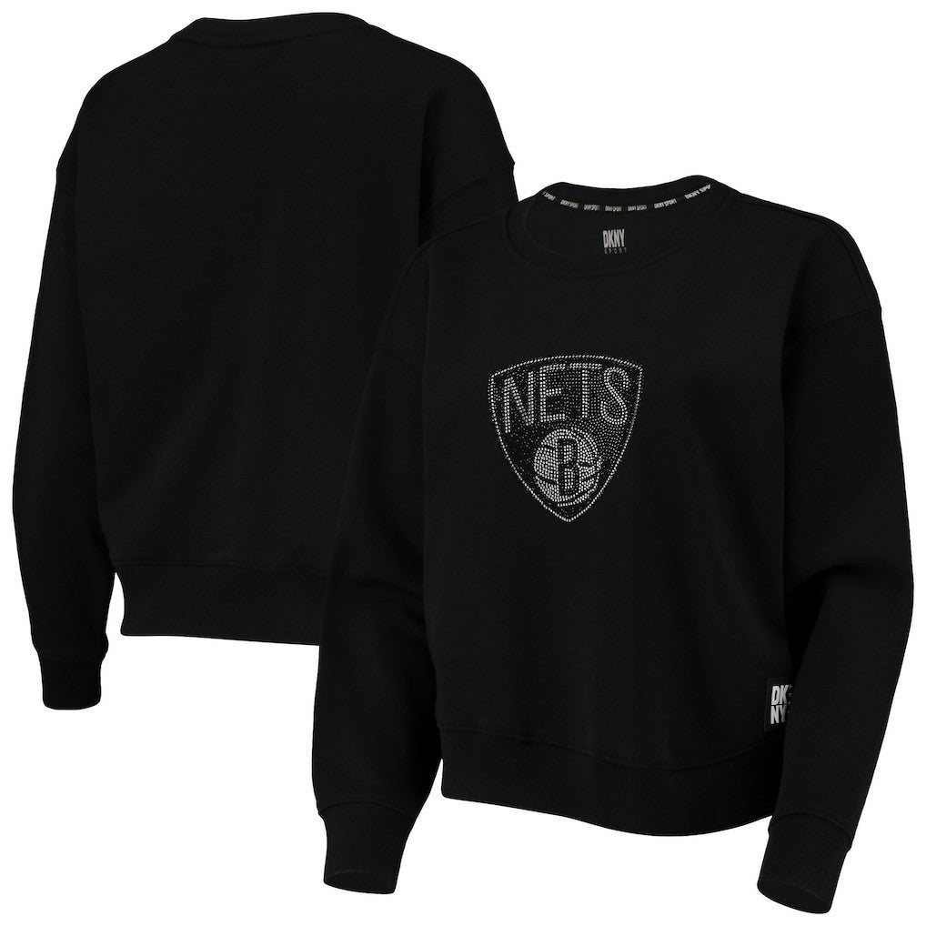 NBA Brooklyn Nets DKNY Sport Women's Carrie Rhinestone Pullover Sweatshirt