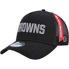 x Alpha Industries A-Frame 9FORTY Trucker Snapback Hat - Cleveland Browns