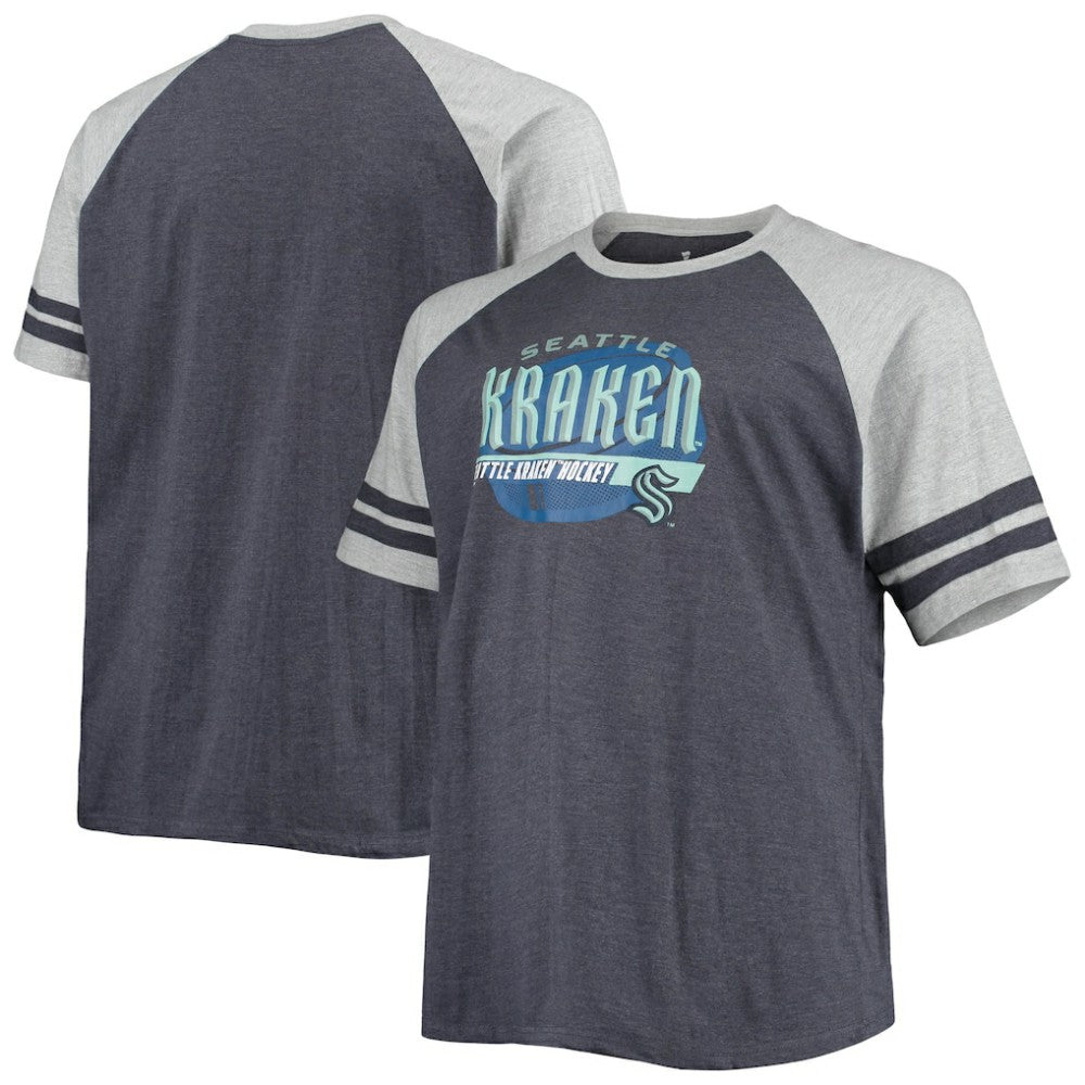 NHL Heathered Deep Sea Blue Seattle Kraken Big & Tall Raglan T-Shirt