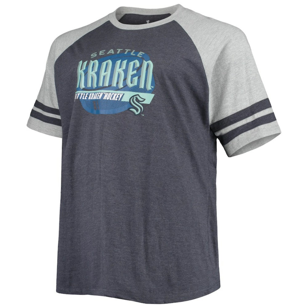 NHL Heathered Deep Sea Blue Seattle Kraken Big & Tall Raglan T-Shirt