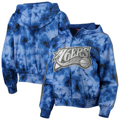 NBA Philadelphia 76ers Women's Galaxy Sublimated Windbreaker Pullover Full-Zip Hoodie