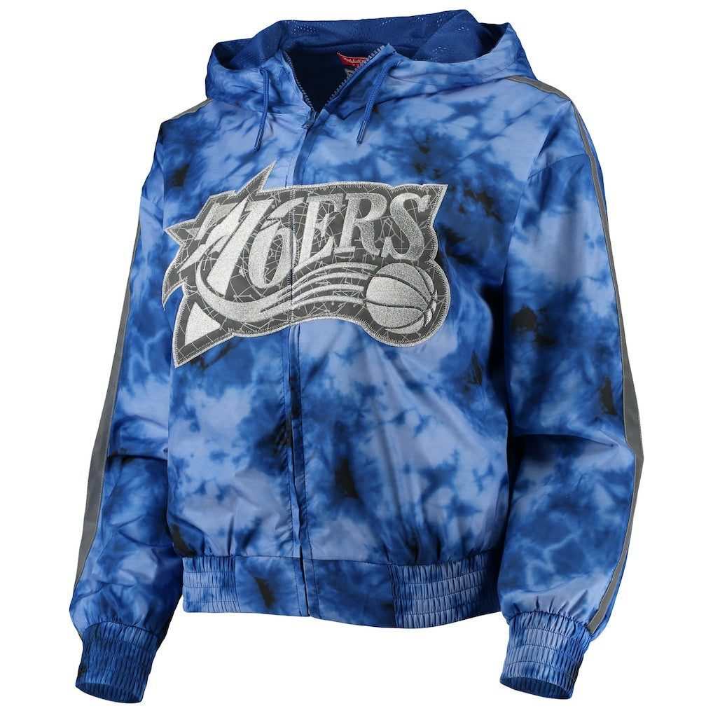 NBA Philadelphia 76ers Women's Galaxy Sublimated Windbreaker Pullover Full-Zip Hoodie