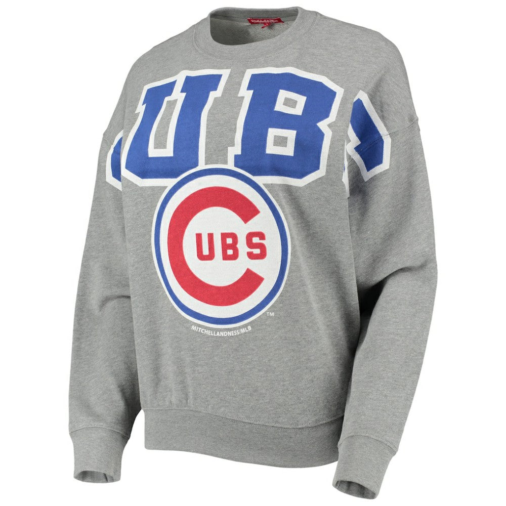 MLB Chicago Cubs Mitchell & Ness Women's Cooperstown Collection Logo Lightweight Pullover Sweatshirt