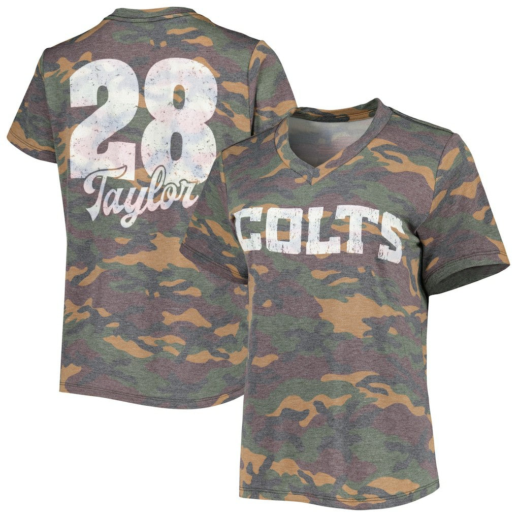 Jonathan Taylor  Majestic Threads Women's Name & Number V-Neck Tri-Blend T-Shirt - Indianapolis Colts