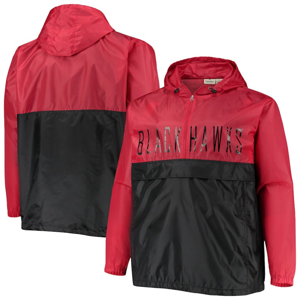 NHL Red Chicago Blackhawks Big & Tall Anorak Half-Zip Pullover Hoodie