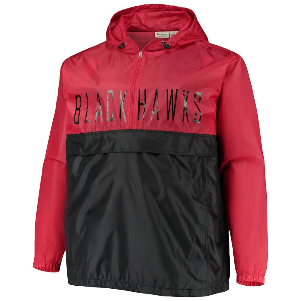 NHL Red Chicago Blackhawks Big & Tall Anorak Half-Zip Pullover Hoodie