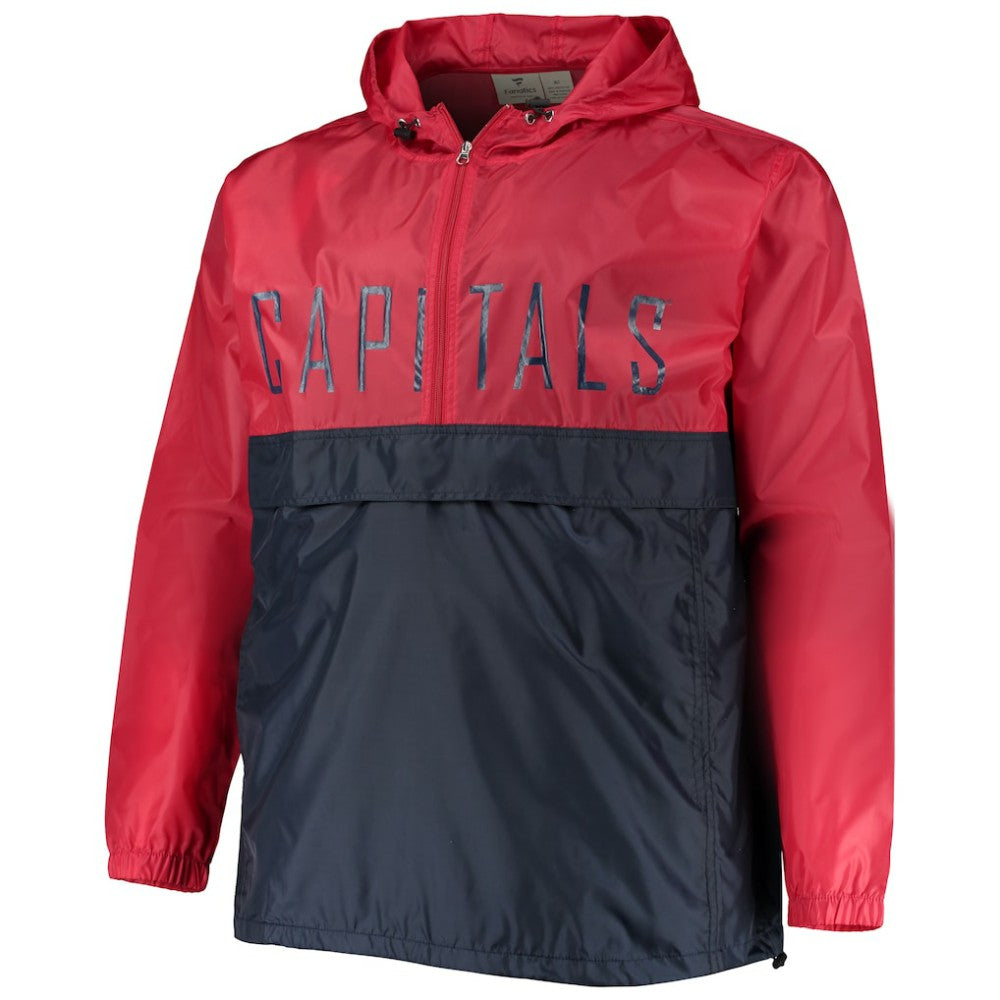 NHL Red Washington Capitals Big & Tall Anorak Half-Zip Pullover Hoodie