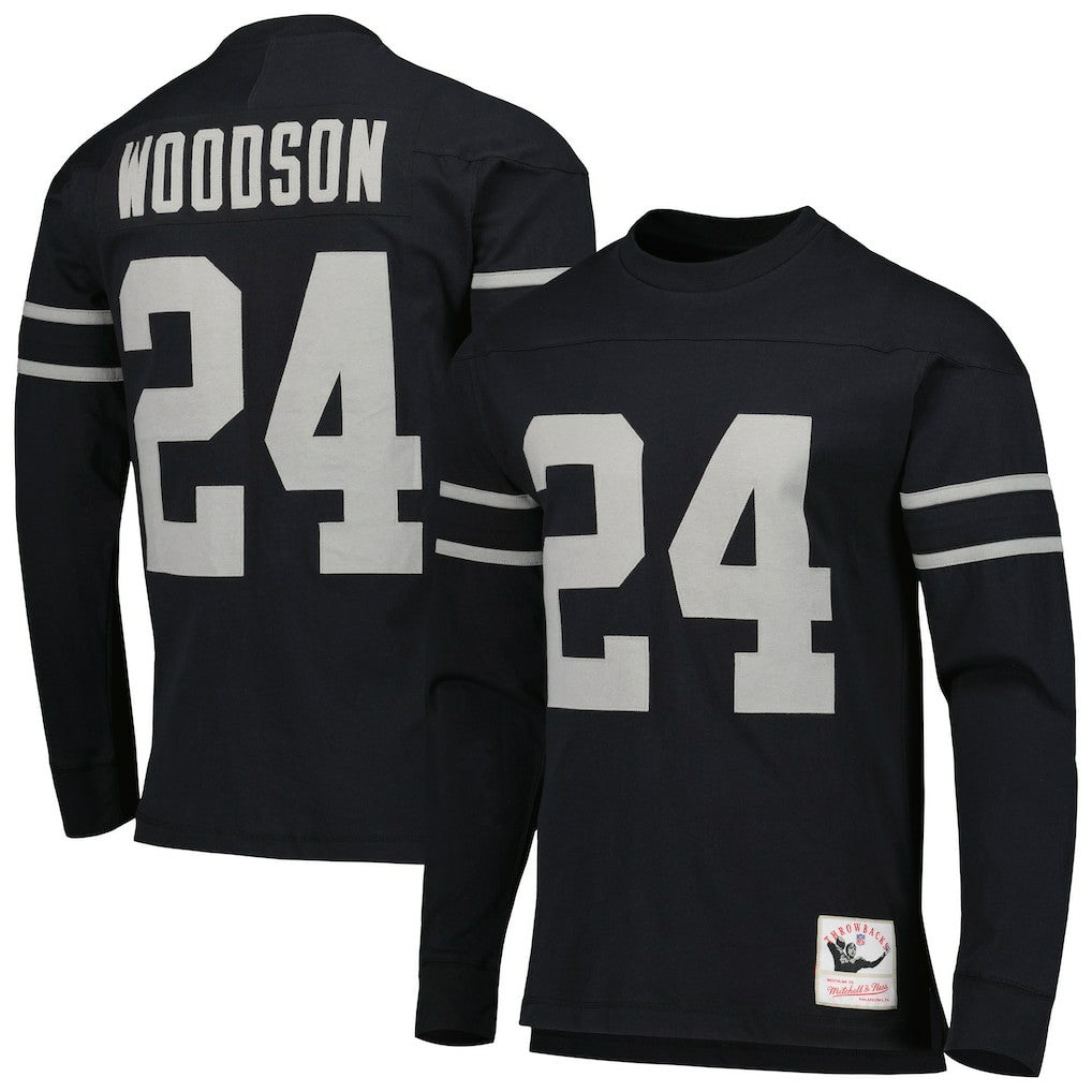 Charles Woodson Oakland Raiders Retired Player Name & Number Long Sleeve Top - Las Vegas Raiders