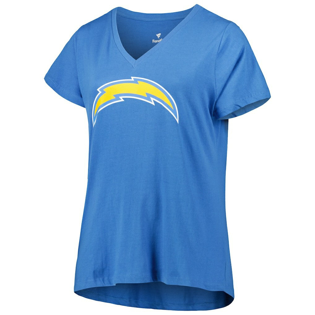 Justin Herbert  Women's Plus Size Name & Number V-Neck T-Shirt - Los Angeles Chargers