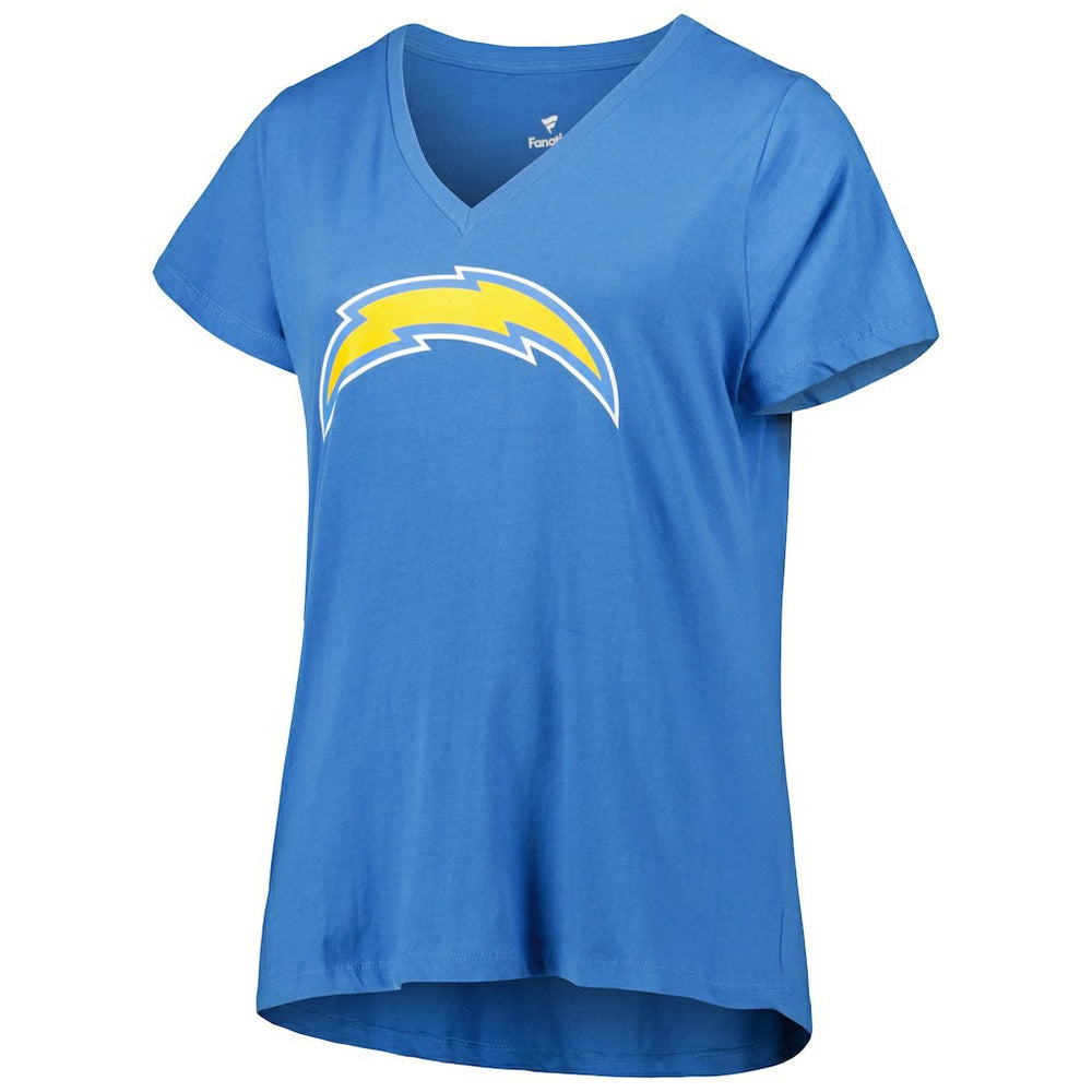 Justin Herbert  Women's Plus Size Name & Number V-Neck T-Shirt - Los Angeles Chargers
