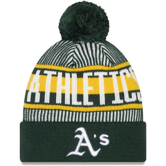 MLB Athletics New Era Striped Cuffed Knit Hat with Pom