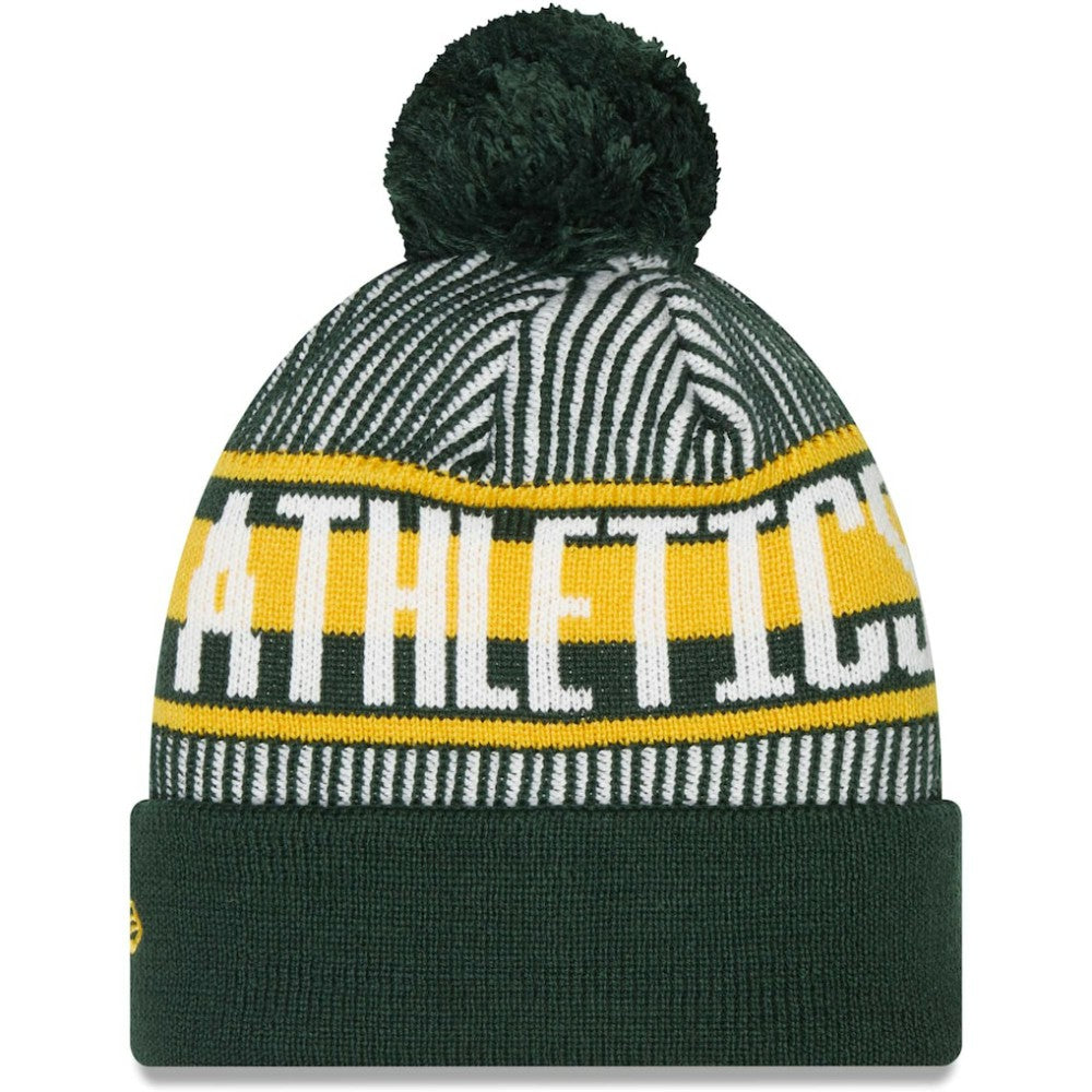 MLB Athletics New Era Striped Cuffed Knit Hat with Pom