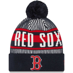 MLB Boston Red Sox New Era Striped Cuffed Knit Hat with Pom
