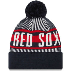 MLB Boston Red Sox New Era Striped Cuffed Knit Hat with Pom