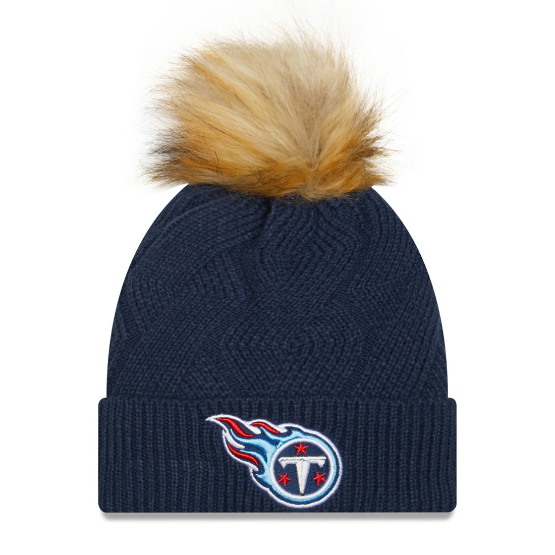 Women's Snowy Cuffed Knit Hat with Pom - Tennessee Titans