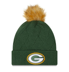 Women's Snowy Cuffed Knit Hat with Pom - Green Bay Packers