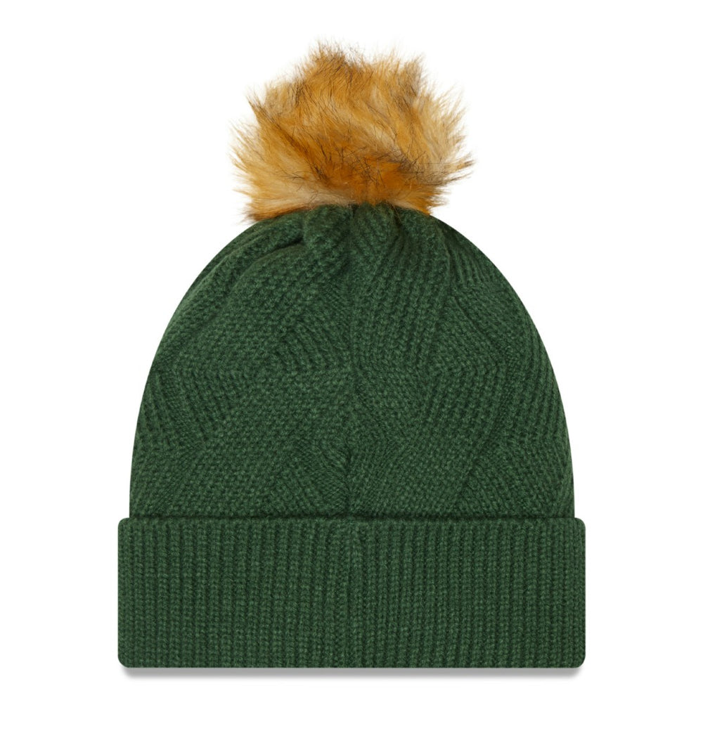 Women's Snowy Cuffed Knit Hat with Pom - Green Bay Packers