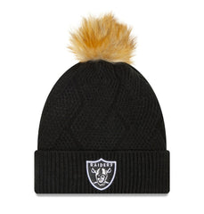 Women's Snowy Cuffed Knit Hat with Pom - Las Vegas Raiders