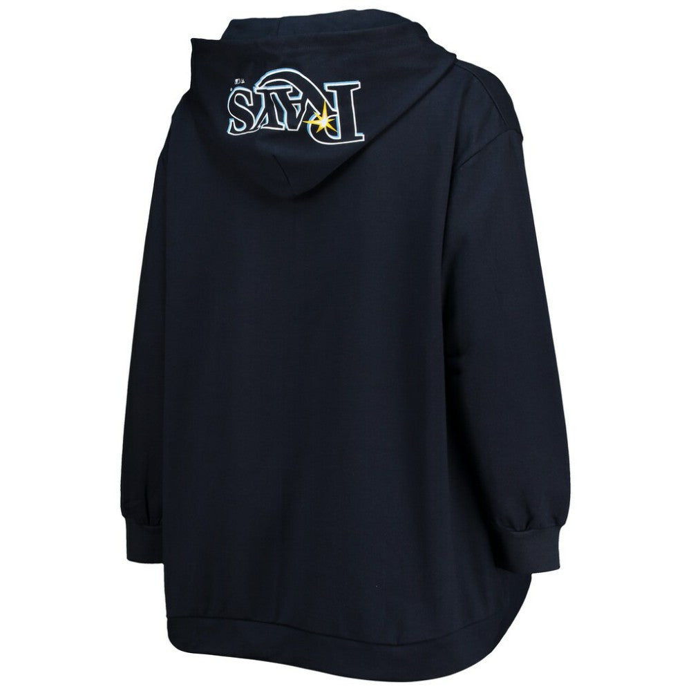 MLB Tampa Bay Rays Women's Plus Size Lace-Up V-Neck Pullover Hoodie
