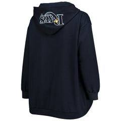 MLB Tampa Bay Rays Women's Plus Size Lace-Up V-Neck Pullover Hoodie