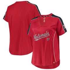 MLB Washington Nationals Women's Plus Size Diva Notch Neck Raglan T-Shirt