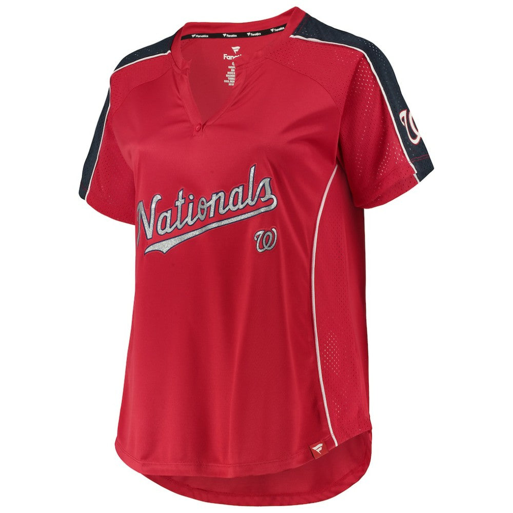 MLB Washington Nationals Women's Plus Size Diva Notch Neck Raglan T-Shirt