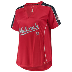 MLB Washington Nationals Women's Plus Size Diva Notch Neck Raglan T-Shirt