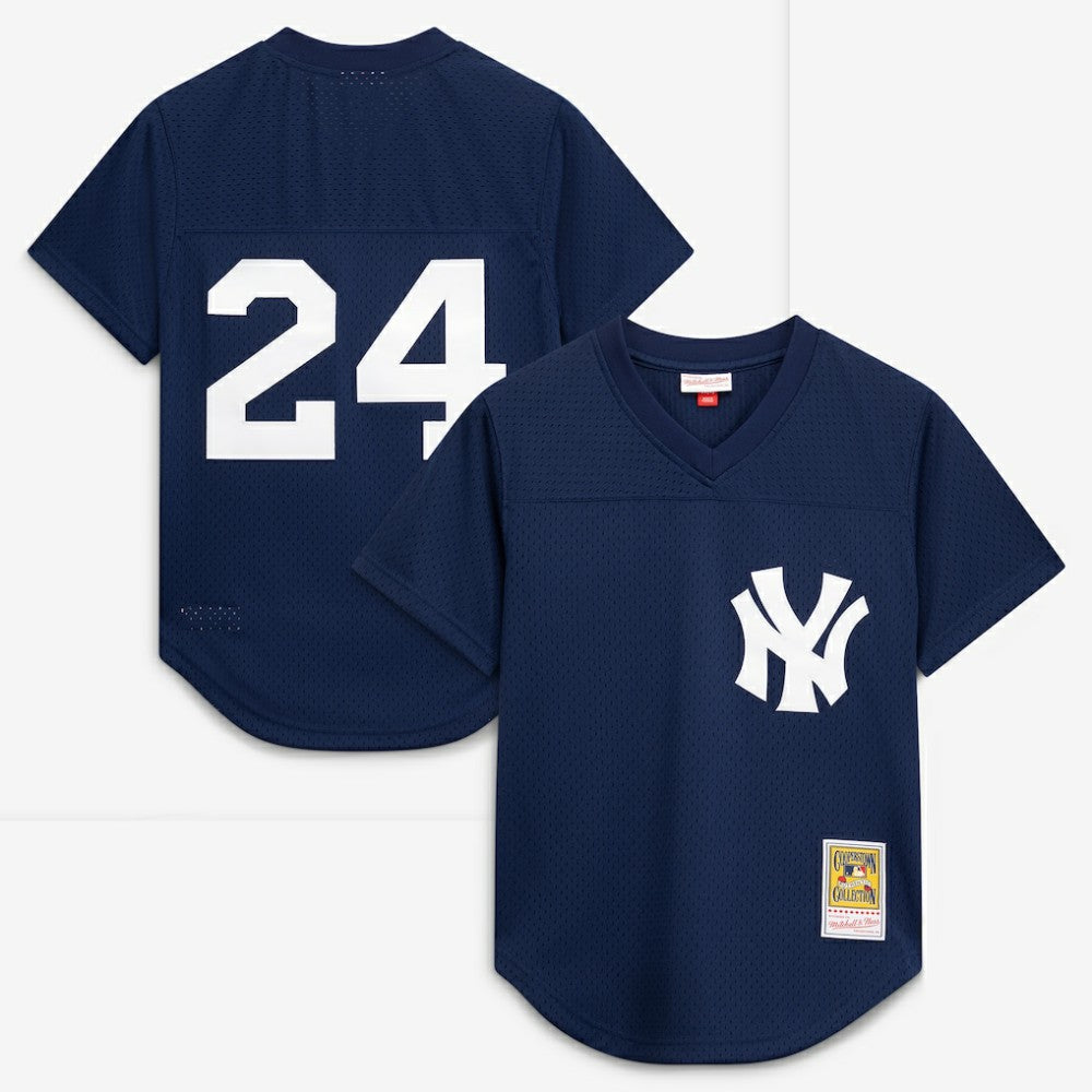MLB Rickey Henderson New York Yankees Mitchell & Ness Cooperstown Collection Mesh Batting Practice Button-Up Jersey