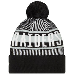 Striped Cuffed Knit Hat with Pom - Las Vegas Raiders