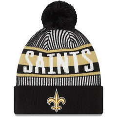 Striped Cuffed Knit Hat with Pom - New Orleans Saints