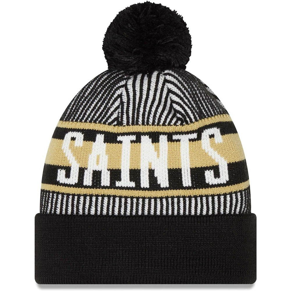 Striped Cuffed Knit Hat with Pom - New Orleans Saints