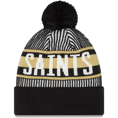 Striped Cuffed Knit Hat with Pom - New Orleans Saints
