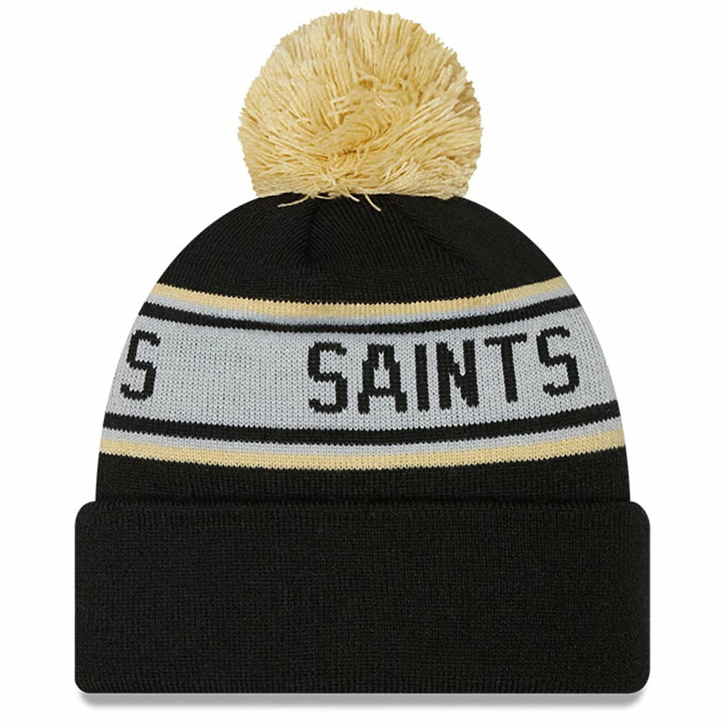Youth Repeat Cuffed Knit Hat with Pom - New Orleans Saints