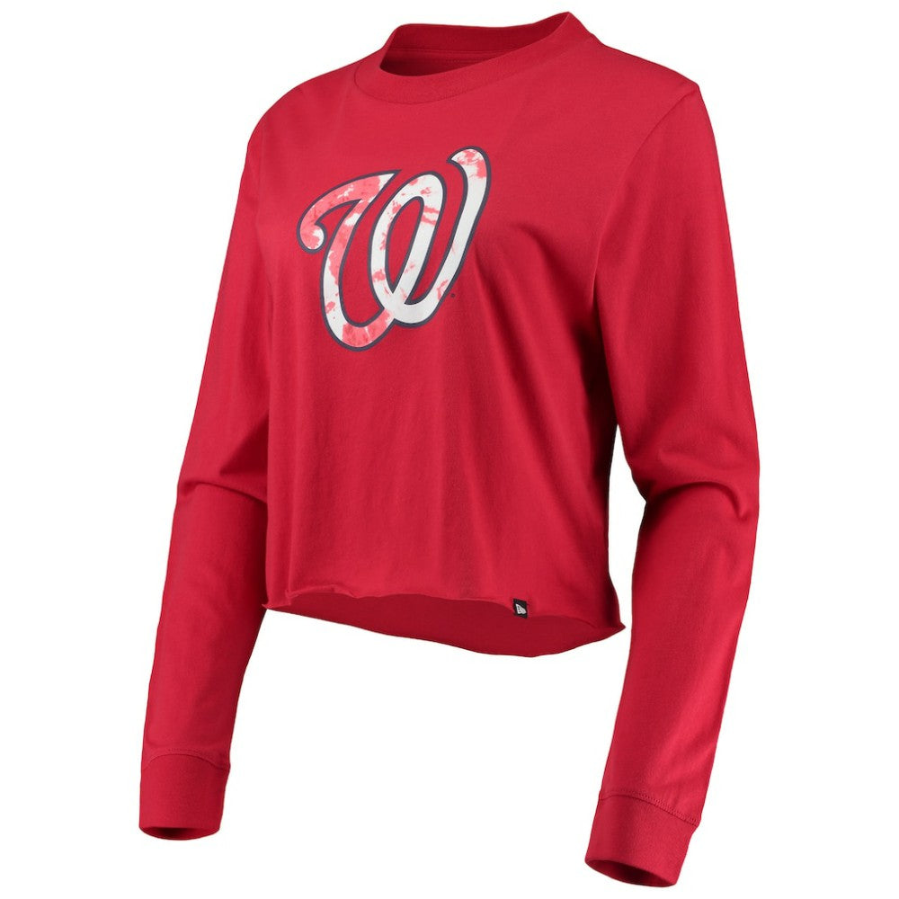 MLB Washington Nationals New Era Women's Baby Jersey Cropped Long Sleeve T-Shirt