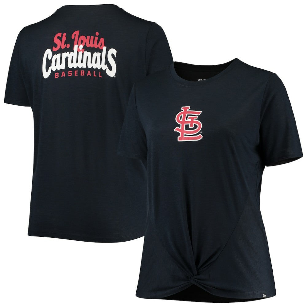 MLB St. Louis Cardinals New Era Women's Plus Size 2-Hit Front Knot T-Shirt