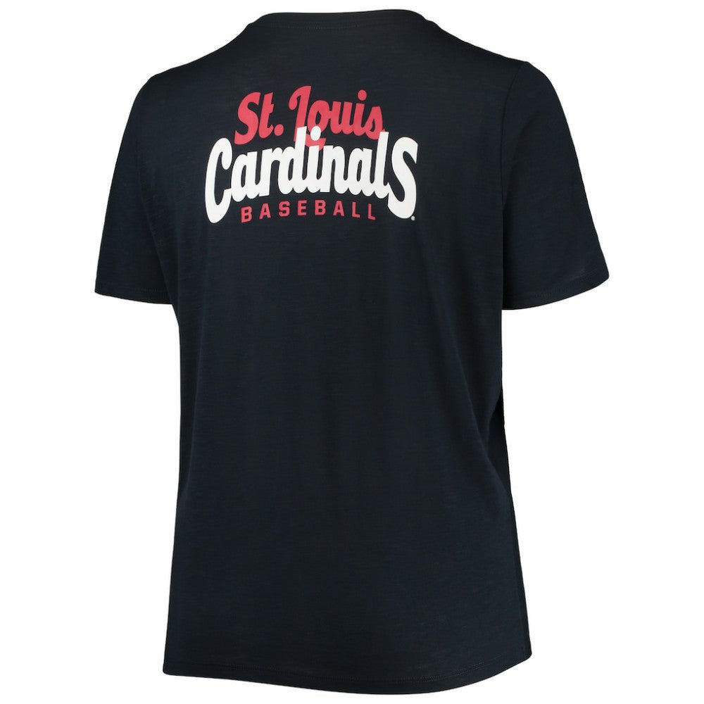 MLB St. Louis Cardinals New Era Women's Plus Size 2-Hit Front Knot T-Shirt