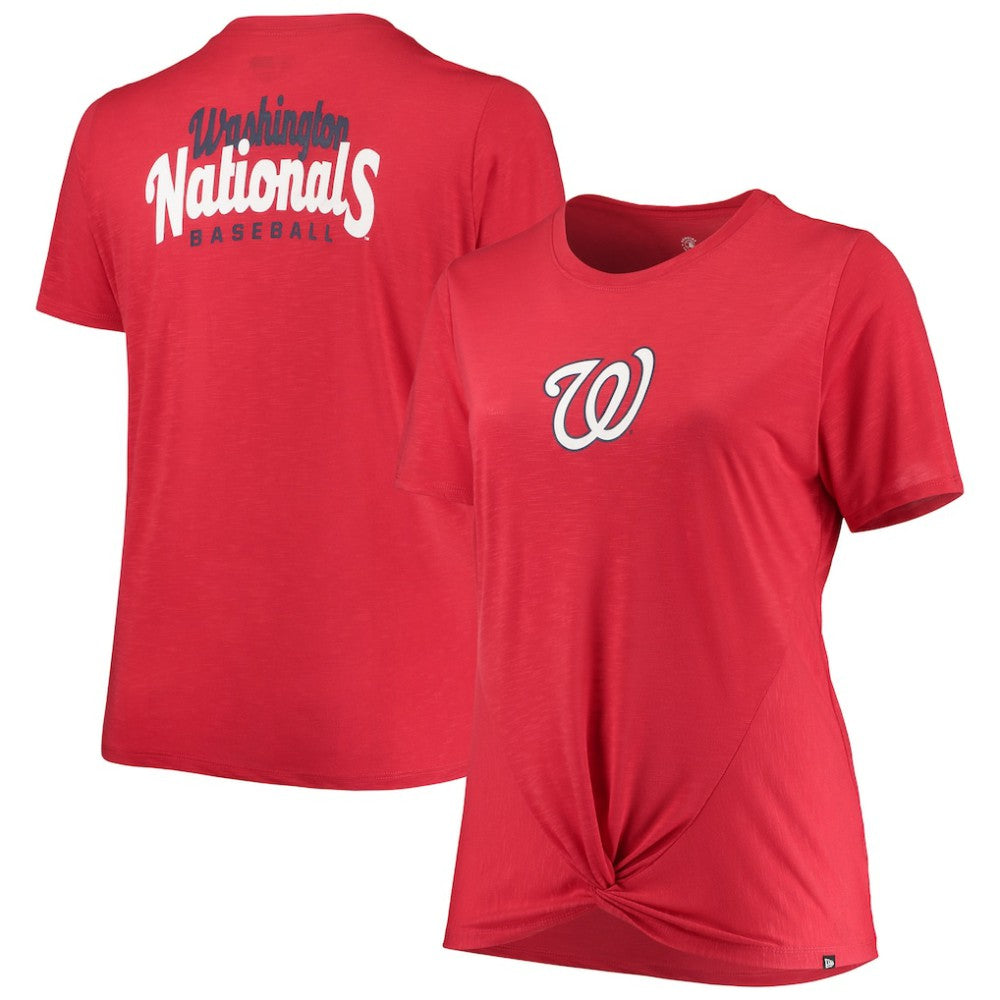 MLB Washington Nationals New Era Women's Plus Size 2-Hit Front Knot T-Shirt